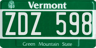 VT license plate ZDZ598