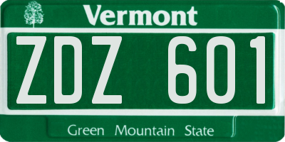 VT license plate ZDZ601
