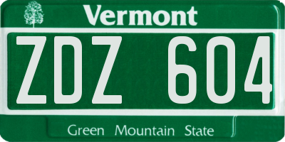VT license plate ZDZ604