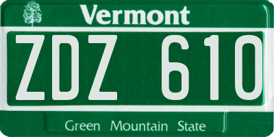 VT license plate ZDZ610