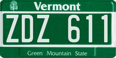 VT license plate ZDZ611