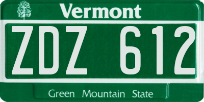 VT license plate ZDZ612