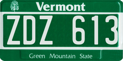 VT license plate ZDZ613