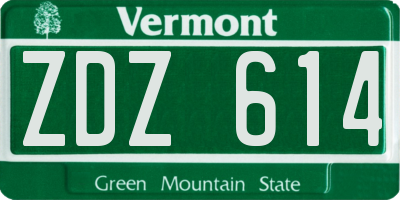 VT license plate ZDZ614