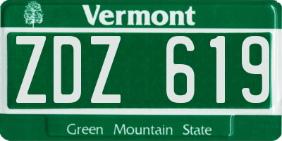 VT license plate ZDZ619
