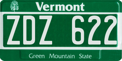 VT license plate ZDZ622