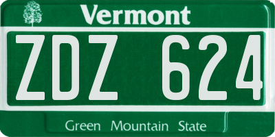 VT license plate ZDZ624
