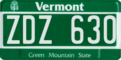 VT license plate ZDZ630