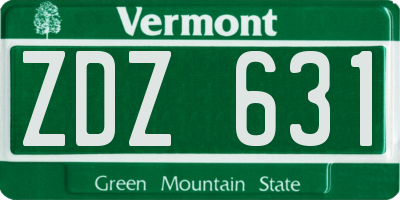 VT license plate ZDZ631
