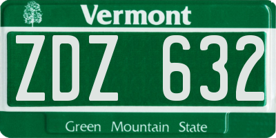 VT license plate ZDZ632