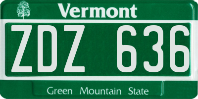 VT license plate ZDZ636