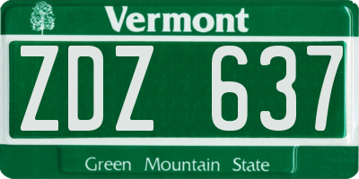 VT license plate ZDZ637