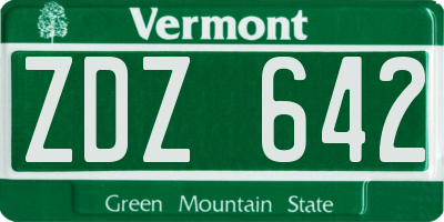 VT license plate ZDZ642