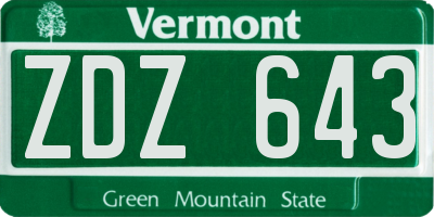 VT license plate ZDZ643