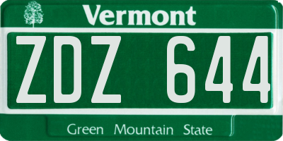 VT license plate ZDZ644