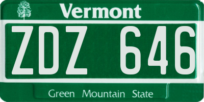 VT license plate ZDZ646