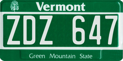 VT license plate ZDZ647