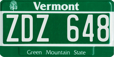 VT license plate ZDZ648