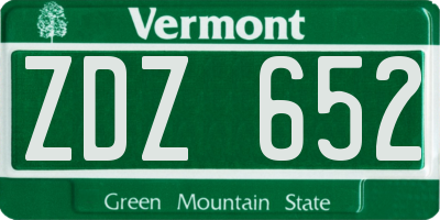 VT license plate ZDZ652