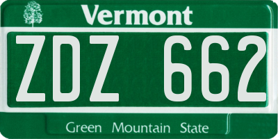 VT license plate ZDZ662