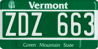 VT license plate ZDZ663