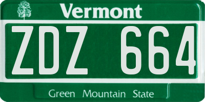 VT license plate ZDZ664