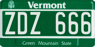 VT license plate ZDZ666