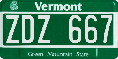VT license plate ZDZ667