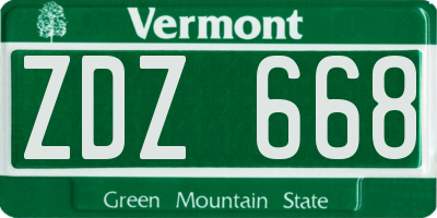 VT license plate ZDZ668