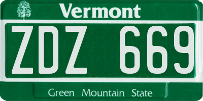 VT license plate ZDZ669