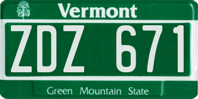 VT license plate ZDZ671