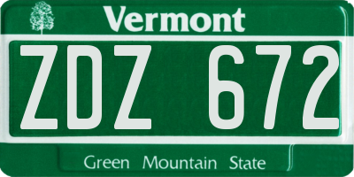 VT license plate ZDZ672