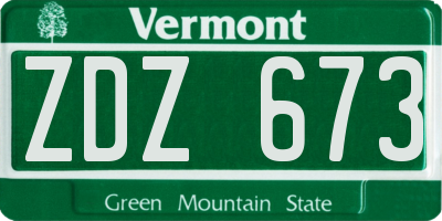 VT license plate ZDZ673