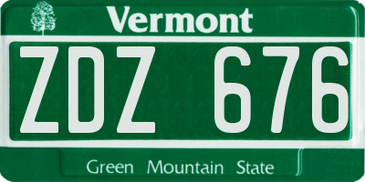 VT license plate ZDZ676