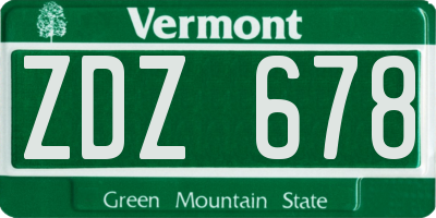 VT license plate ZDZ678