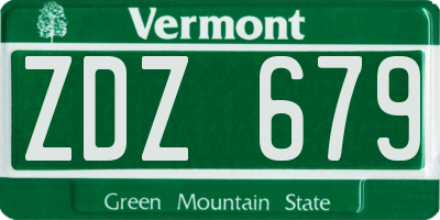 VT license plate ZDZ679