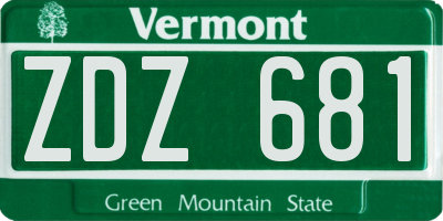 VT license plate ZDZ681