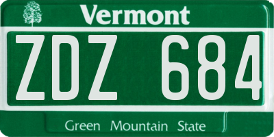 VT license plate ZDZ684