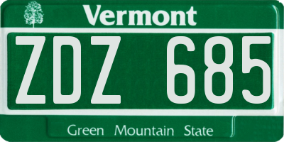 VT license plate ZDZ685