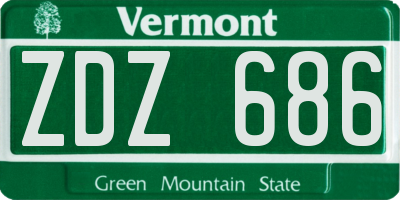 VT license plate ZDZ686
