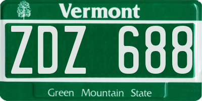VT license plate ZDZ688