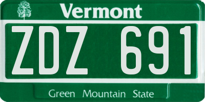 VT license plate ZDZ691