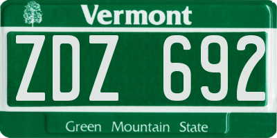 VT license plate ZDZ692