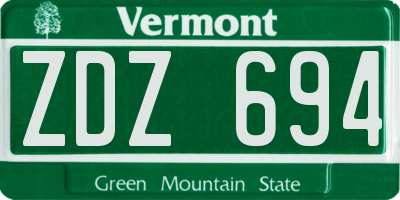 VT license plate ZDZ694