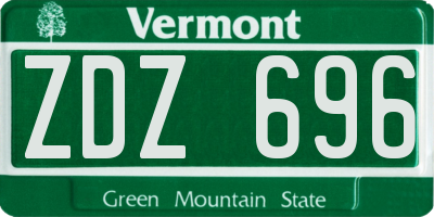 VT license plate ZDZ696