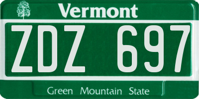 VT license plate ZDZ697