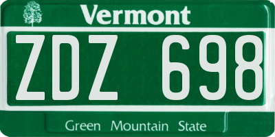 VT license plate ZDZ698