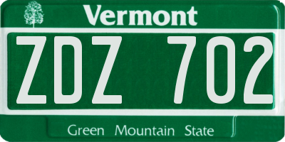 VT license plate ZDZ702