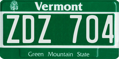 VT license plate ZDZ704