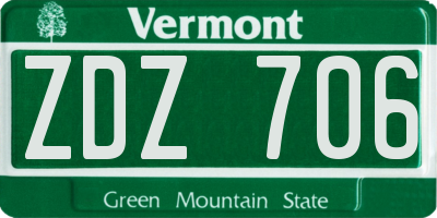 VT license plate ZDZ706